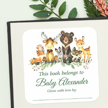 Woodland Animals Baby Shower Bookplate Labels by HappyMemoriesKidsCo at Zazzle