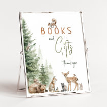 Woodland Animals Baby Shower Books and Gifts Sign