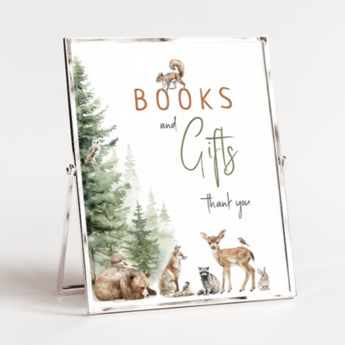 Woodland Animals Baby Shower Books and Gifts Sign
