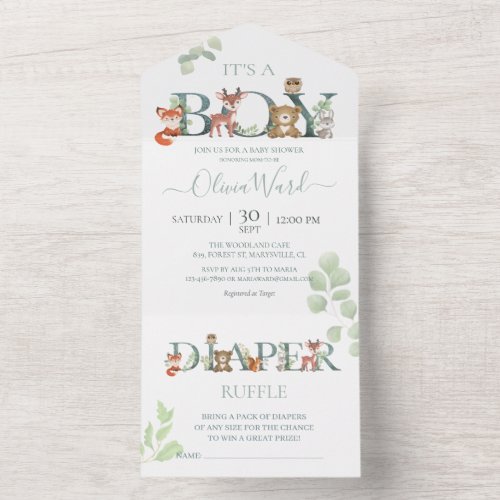 Woodland Animals Baby Shower  Books for baby  All All In One Invitation