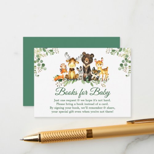 Woodland Animals Baby Shower Books for Baby Card