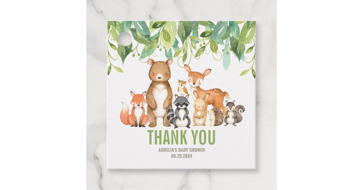 Woodland Animals Baby Shower Boy Thank You Favor Favor Tags | Zazzle.com