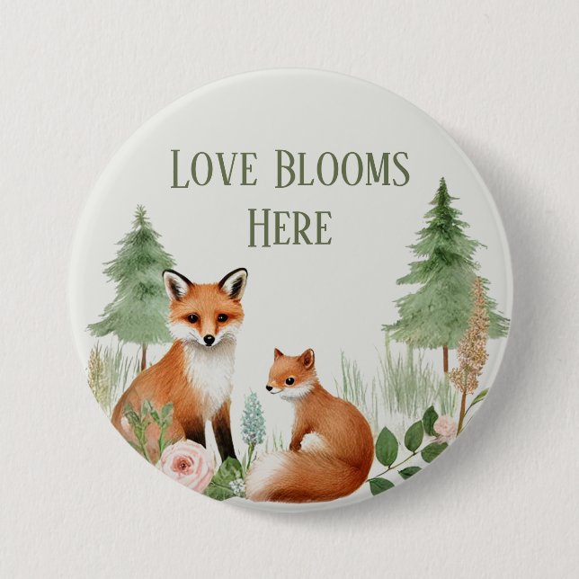 Woodland Animals Baby Shower Button (Front)