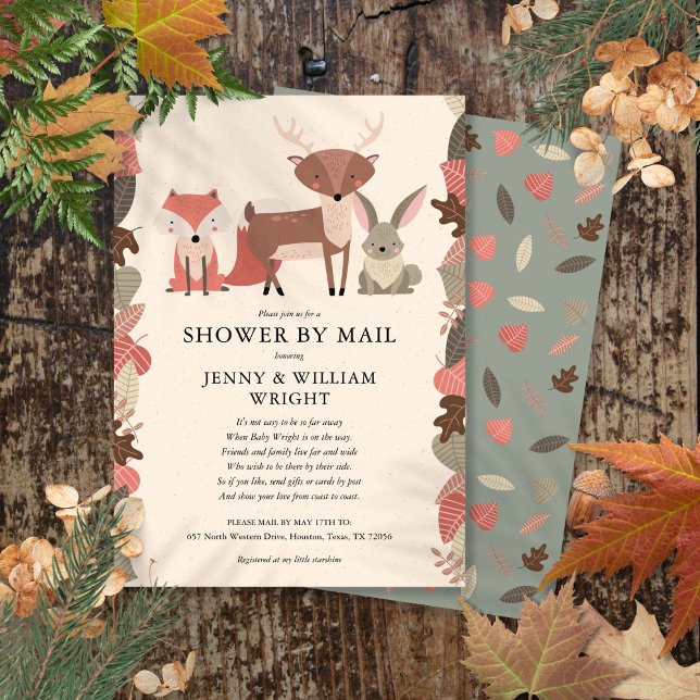 Woodland Animals Baby Shower By Mail Invitation (Woodland Animals Baby Shower By Mail Invitation)
