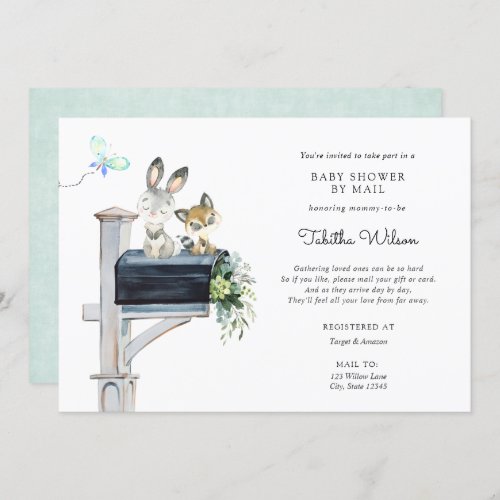 Woodland Animals Baby Shower by Mail Invitation