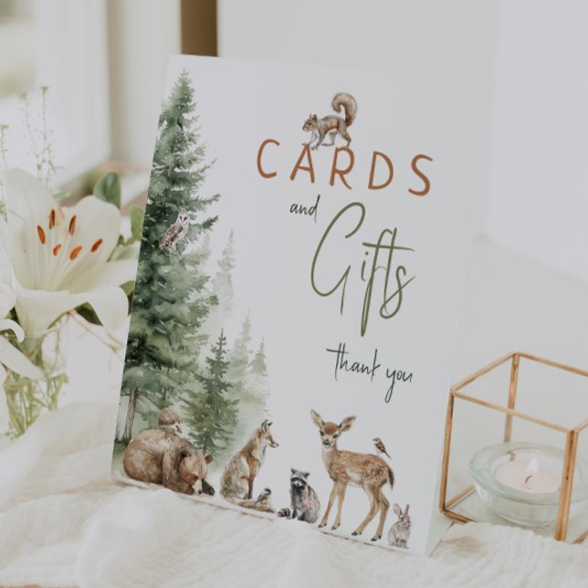 Woodland Animals Baby Shower Cards and Gifts Pedestal Sign (Creator Uploaded)