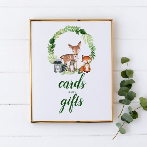 Woodland Animals Baby Shower Cards and Gifts Poster