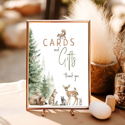 Woodland Animals Baby Shower Cards and Gifts Sign