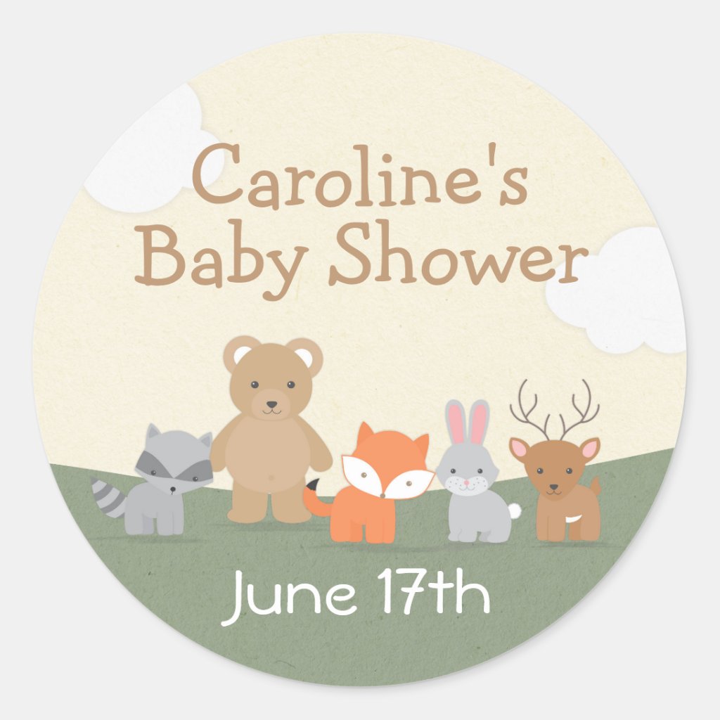Woodland Animals Baby Shower Classic Round Sticker