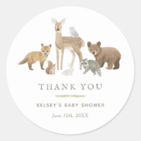 Woodland Animals Baby Shower Classic Round Sticker