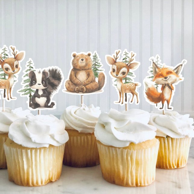 Woodland Animals baby shower Cupcake Topper Sticker (Creator Uploaded)