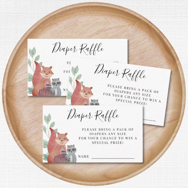 Woodland Animals Baby Shower Diaper Raffle Request Enclosure Card (Creator Uploaded)