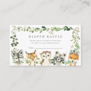 Woodland Animals Baby Shower Diaper Raffle Ticket Enclosure Card