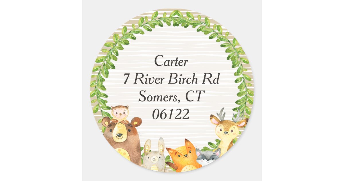 Woodland Animals Baby Shower Envelope Seal Address