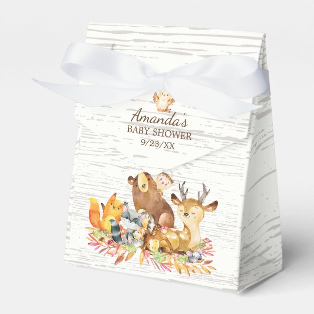 Woodland Animals Baby Shower Favor Box (Front Side)