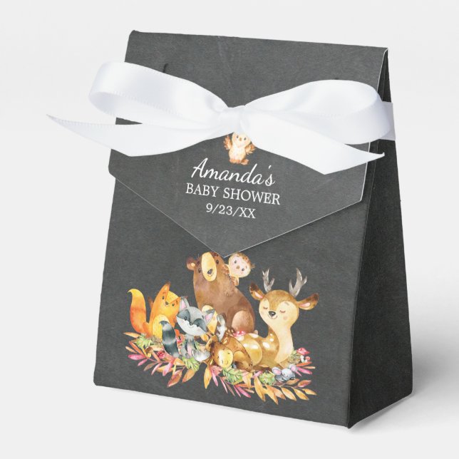 Woodland Animals Baby Shower Favor Box (Front Side)
