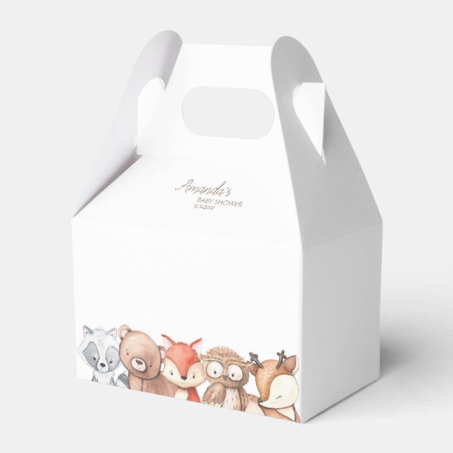 Woodland Animals Baby Shower Favor Boxes (Front Side)