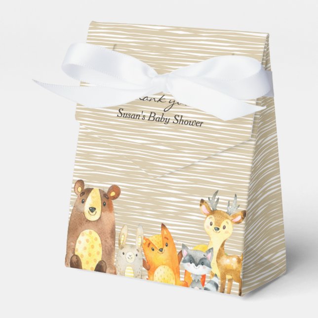Woodland Animals Baby Shower Favor Boxes (Front Side)