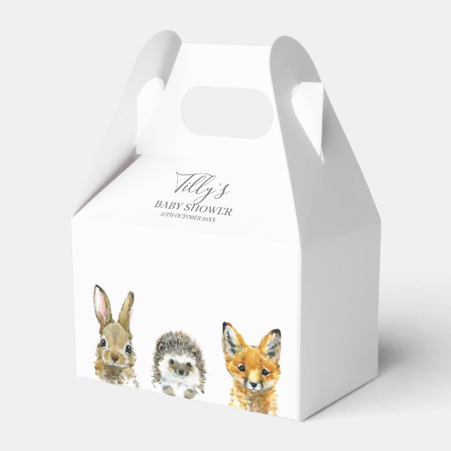 Woodland Animals Baby Shower Favor Boxes (Front Side)