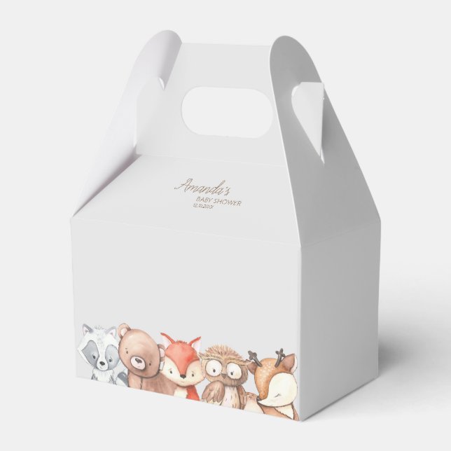 Woodland Animals Baby Shower Favor Boxes (Front Side)