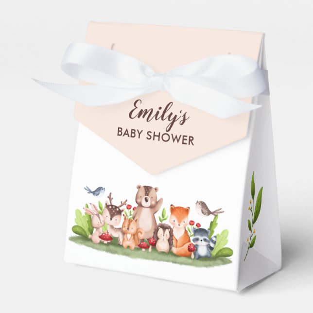 Woodland Animals Baby Shower Favor Boxes Modern (Front Side)