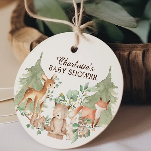 Woodland Animals Baby Shower Favor Gift Tag
