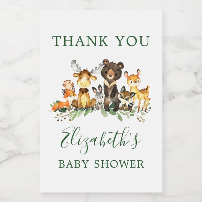 Woodland Animals Baby Shower Favor Labels (Single Label)