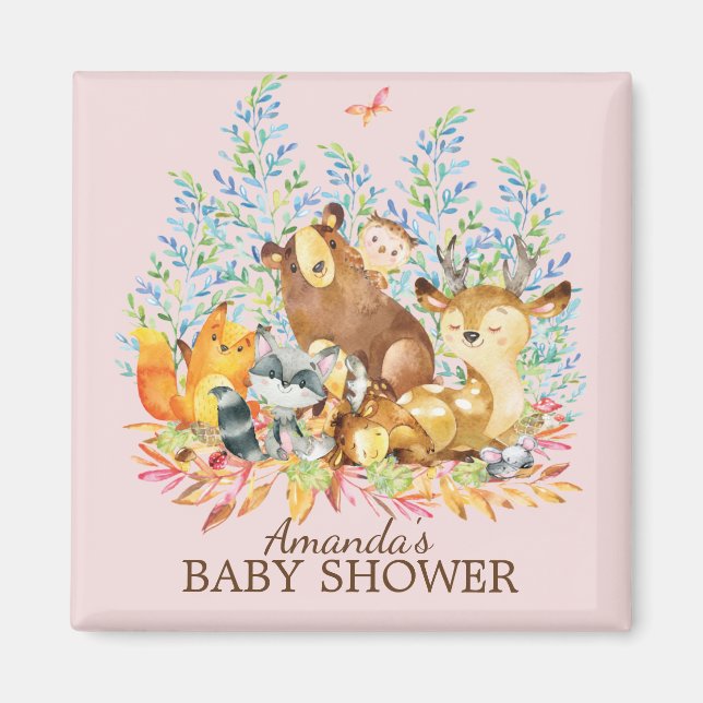 Woodland Animals Baby Shower Favor  Magnet (Front)