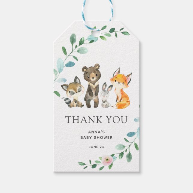 Woodland Animals Baby Shower favor tag (Front)