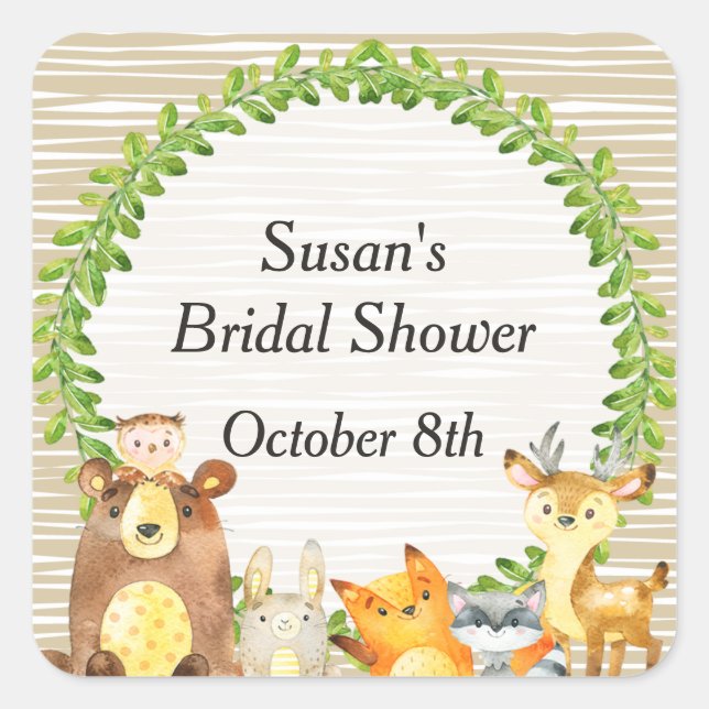 Woodland Animals Baby Shower Favor Tag (Front)