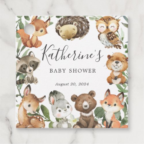 Woodland Animals Baby Shower Favor Tag