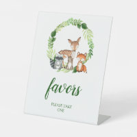 Woodland Animals Baby Shower Favors Pedestal Sign