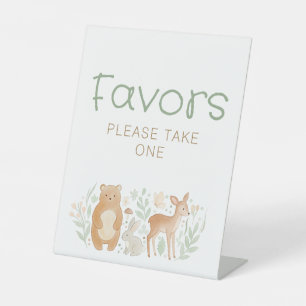 Woodland Animals Baby Shower Favors Pedestal Sign