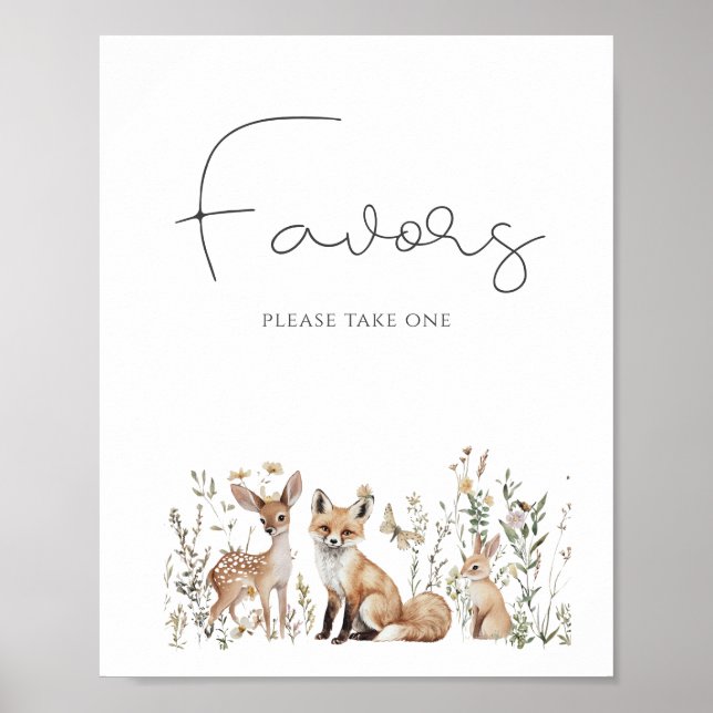 Woodland Animals Baby Shower Favors Poster (Front)