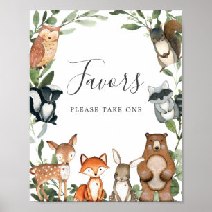 Woodland Animals Baby Shower Favors Sign