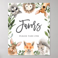 Woodland Animals Baby Shower Favors Sign