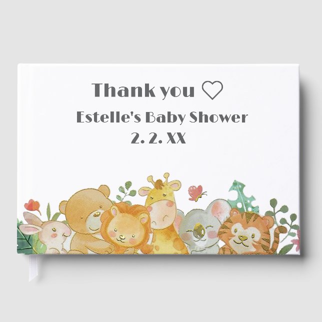 Woodland Animals Baby Shower  Foil Guest Book (Front)