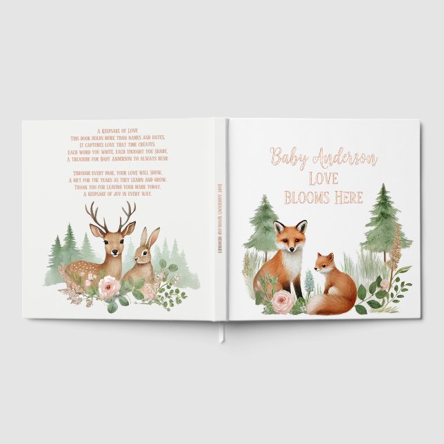 Woodland Animals Baby Shower Foil Guest Book (Full)