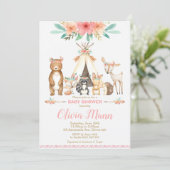 Woodland Animals Baby Shower Forest Animal Girl Invitation (Standing Front)