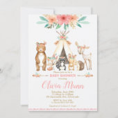 Woodland Animals Baby Shower Forest Animal Girl Invitation (Front)