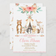 Woodland Animals Baby Shower Forest Animal Girl Invitation