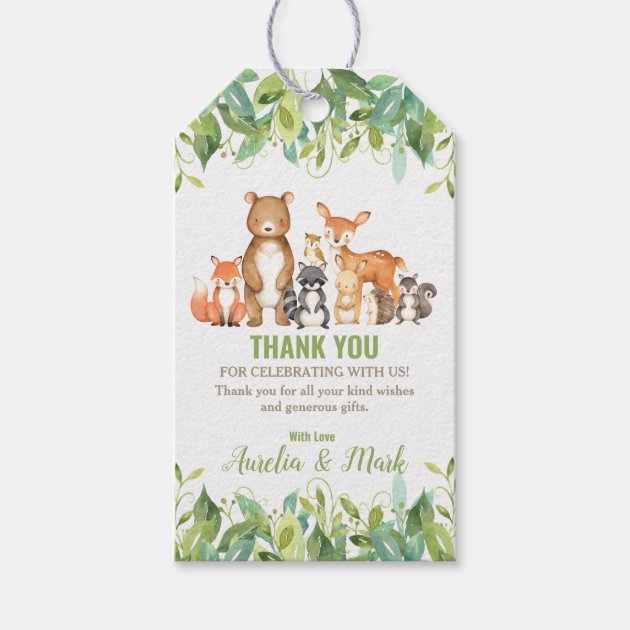 Gift Tags Woodland Theme Editable with Corjl Woodland Baby Shower Favor Tags Instant download #016