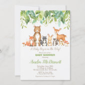 Woodland Animals Baby Shower Forest Boy Neutral Invitation (Front)