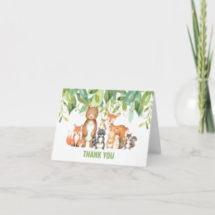 Woodland Animals Baby Shower Forest Boy Neutral Letterpress Thank You Card