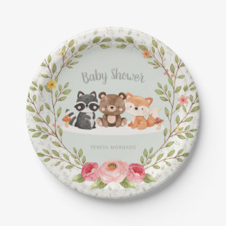 Woodland Animals Baby Shower Forest Creatures Boy Paper Plates