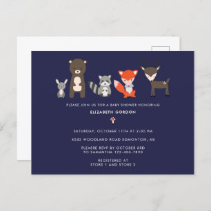 Woodland Animals Baby Shower Forest Cute Postcard
