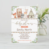 Woodland Animals Baby Shower Forest Friends Invitation (Standing Front)