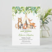 Woodland Animals Baby Shower Forest Greenery Boy Invitation (Standing Front)