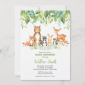 Woodland Animals Baby Shower Forest Greenery Boy Invitation (Front)
