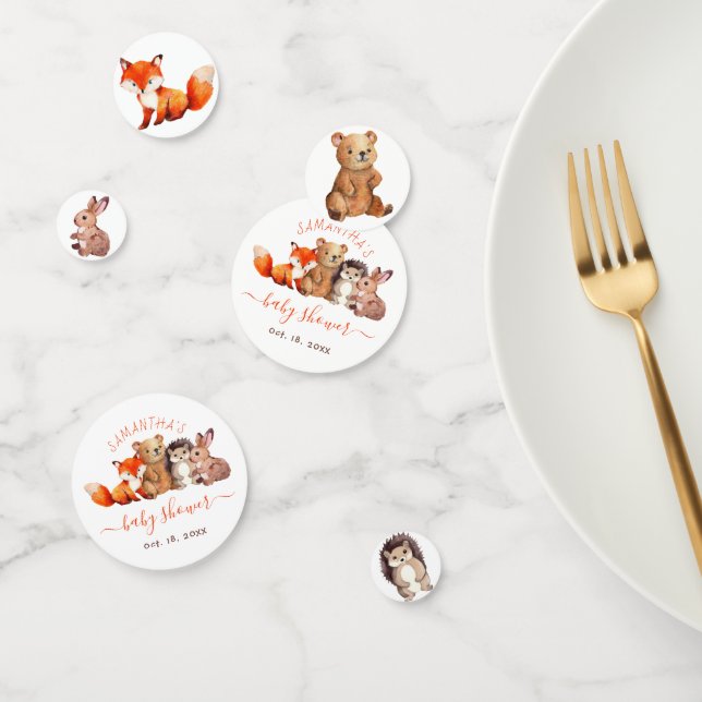 Woodland Animals Baby Shower Fox Bear Bunny Script Confetti (Group)
